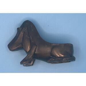 Vintage Ronson Art Metal Works Basset Hound Dog Brass Pipe Holder Patina